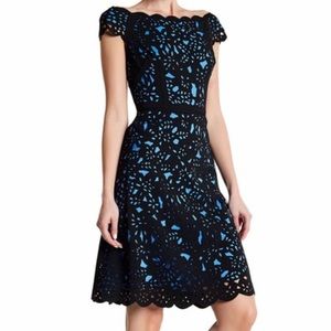 Nue by Shani lazer cut Fit and flare dress